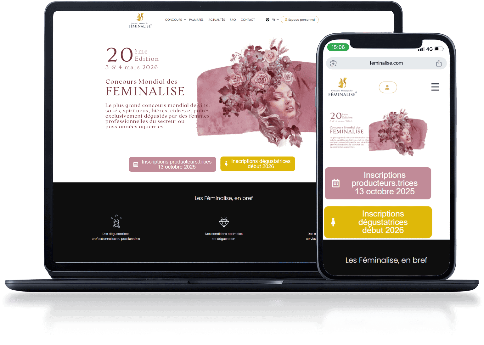 Mockup du site du Concours des Féminalise