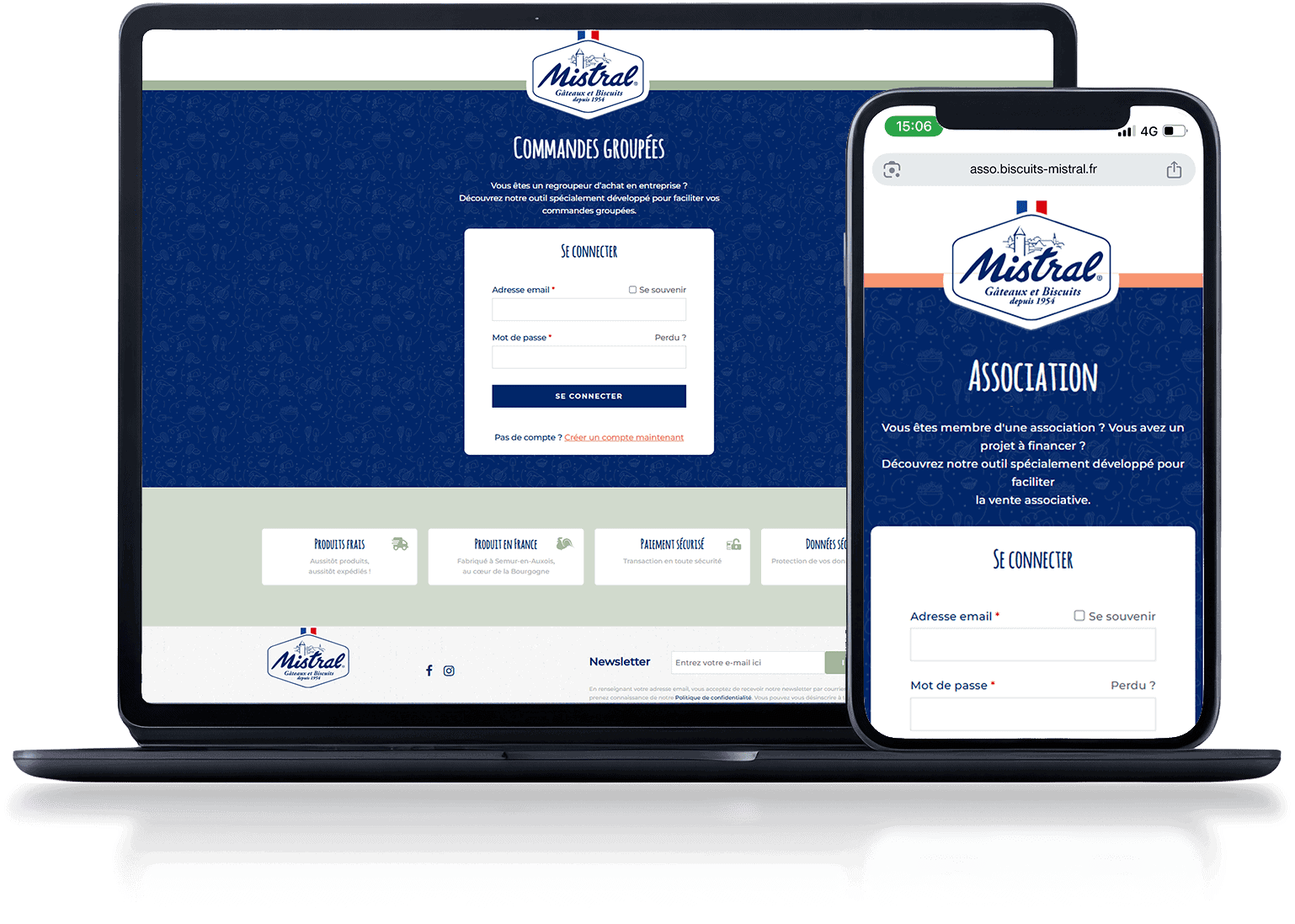 Mockup du site de vendre de la Biscuiterie Mistral