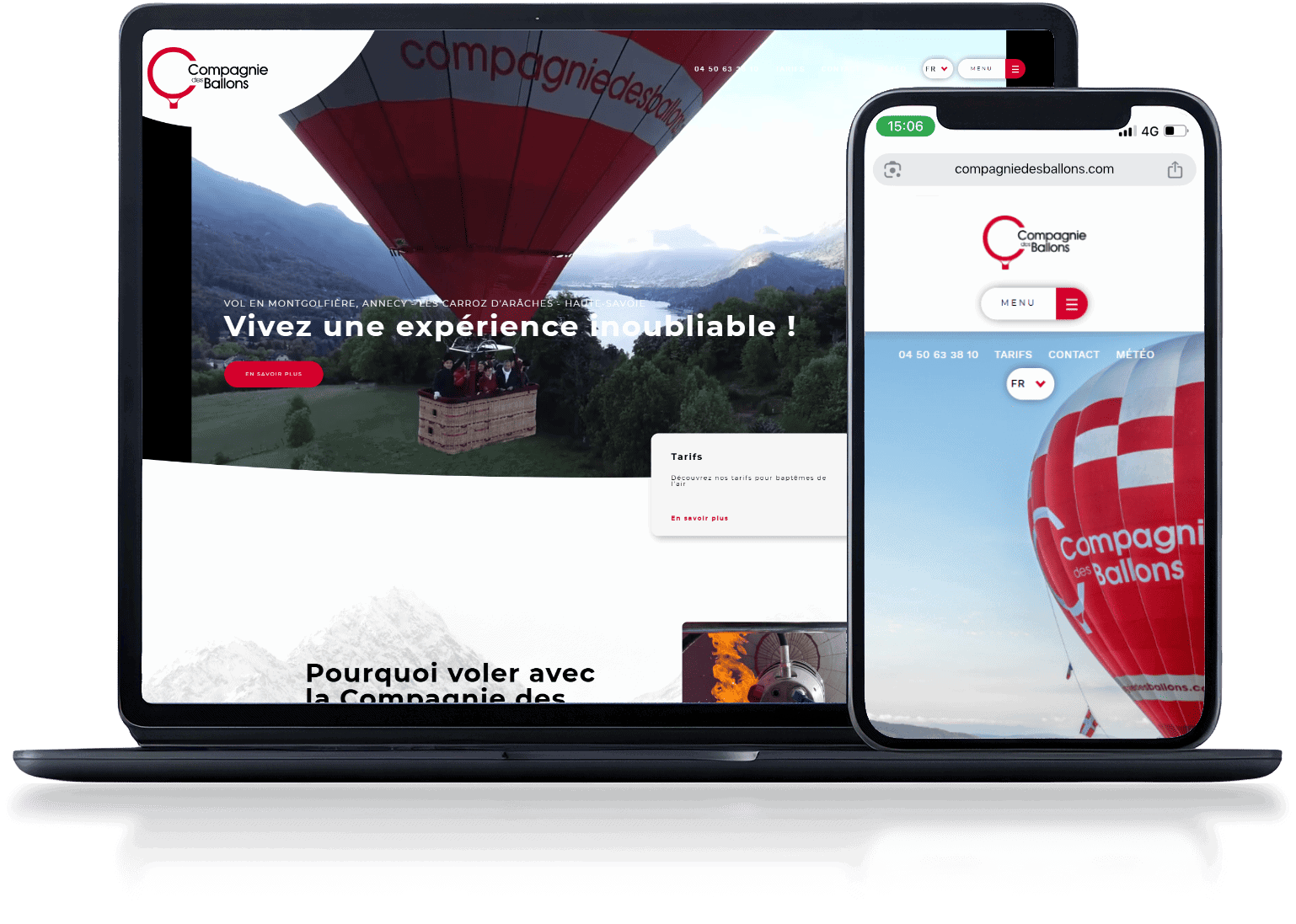 Mockup du site e-commerce de la Compagnie des Ballons