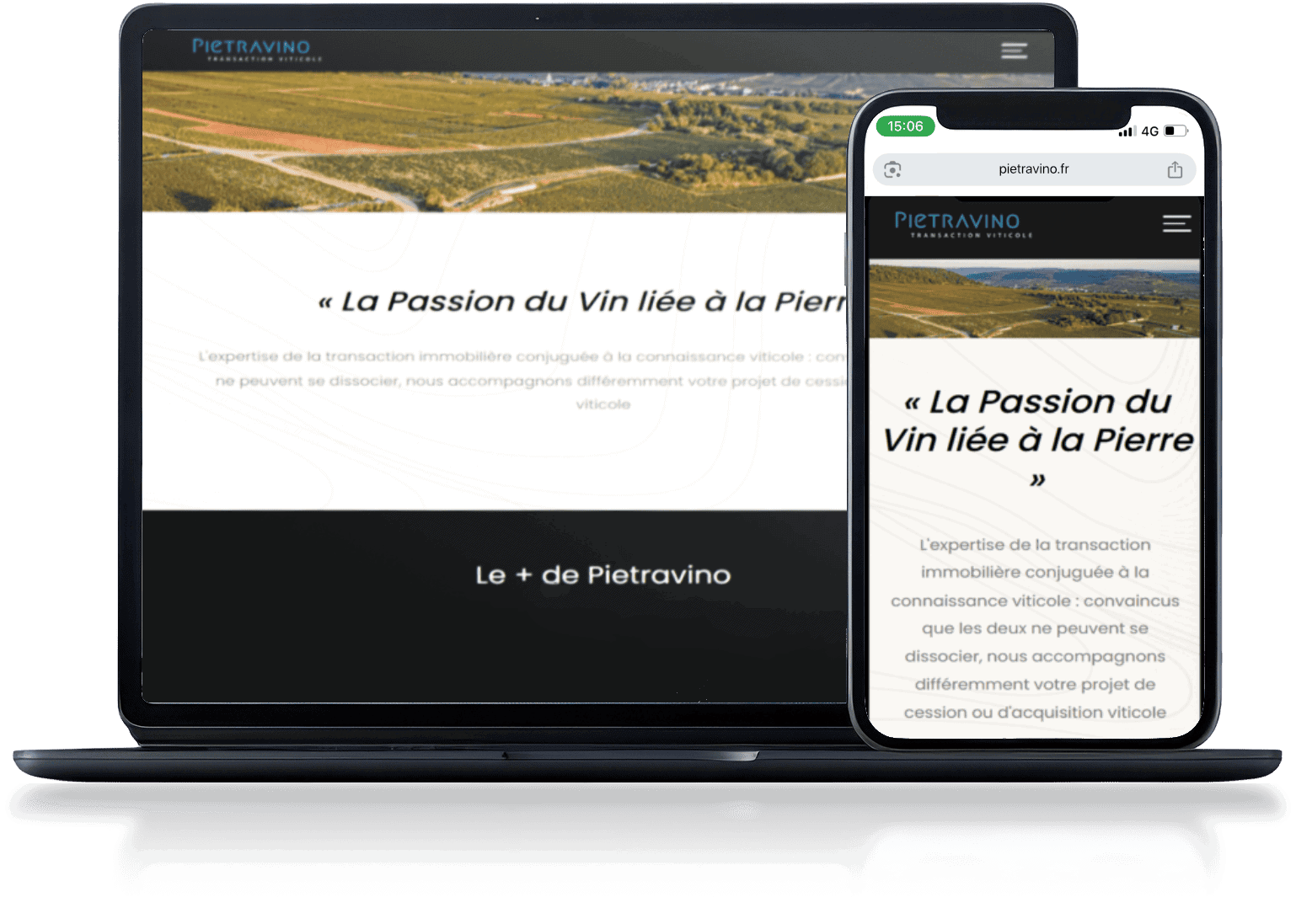 Mockup du site vitrine de Pietravino
